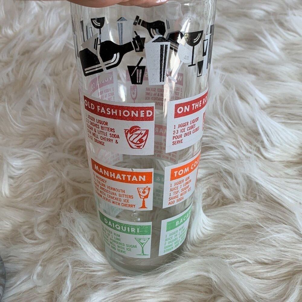 Mid Century Cocktail Recipes Shaker /  Vintage Glass Chrome Cocktail Shaker - Picture 8 of 8